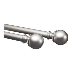 Amazon Basics 1-Inch Curtain Rod with Round Finials, 1-Pack, 72" to 144", Nickel